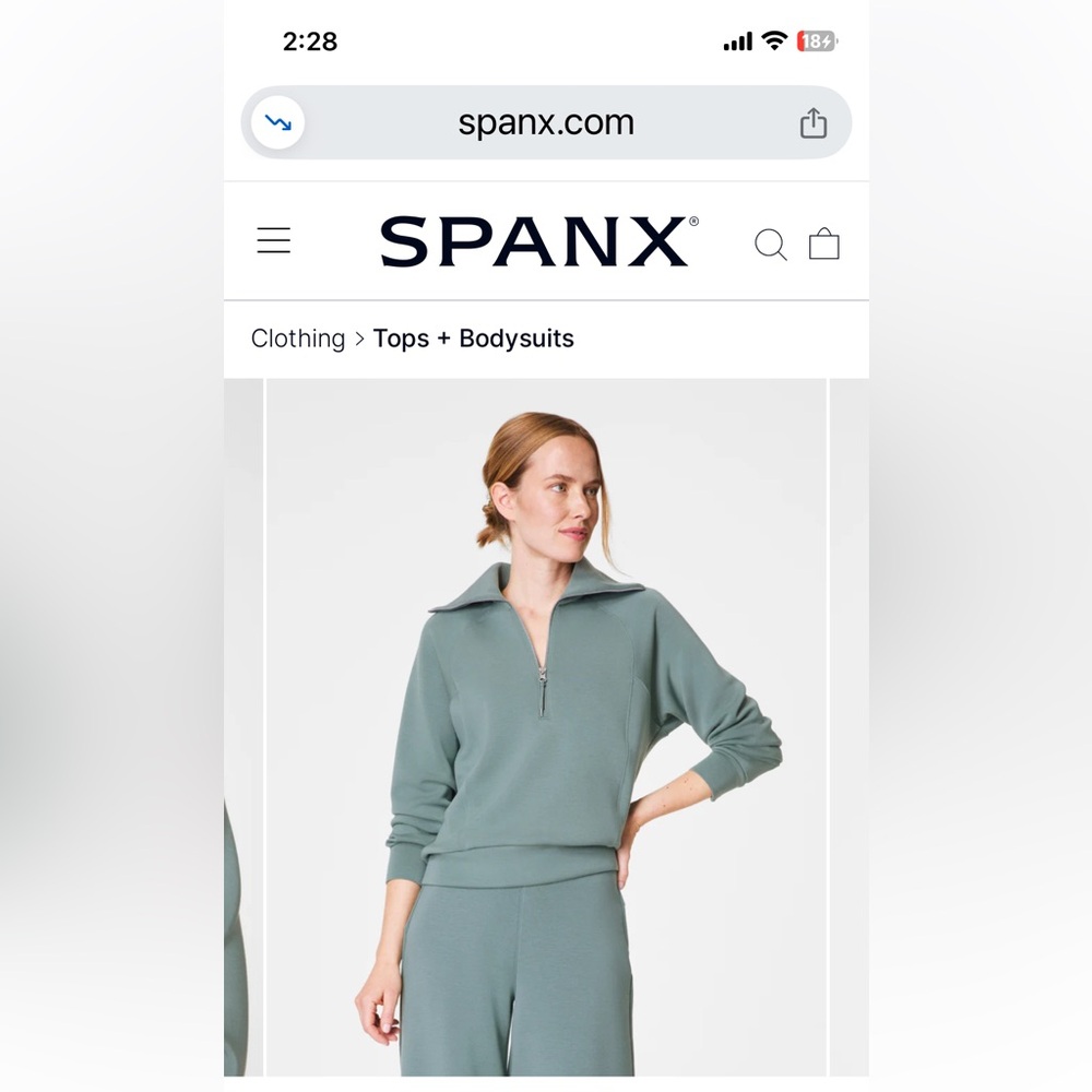 SPANX Air Essentials Half Zip, size Small, Fennel, NWT!